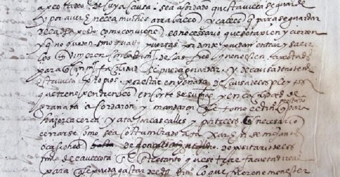 Detalle del acuerdo  de 1601 para cercar Alcázar de San Juan. AHMASJ