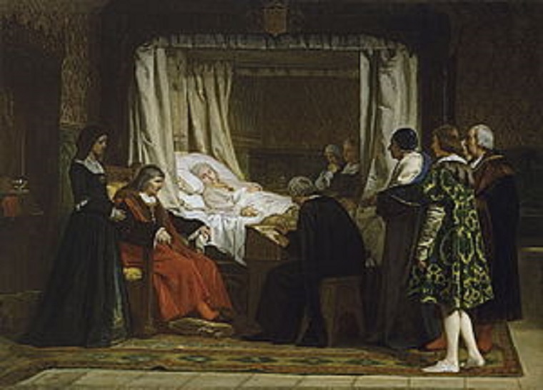 Doña Isabel la Católica dictando su testamento. Cuadro de E. Rosales