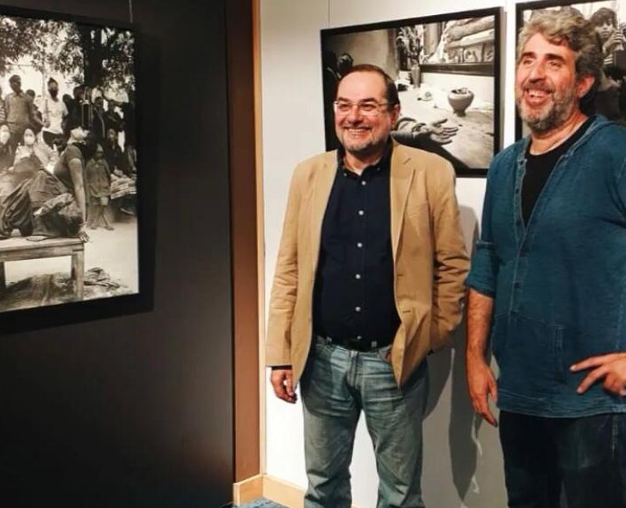 Óscar Pujol y Jordi Carot en un acto entre la India y Benares