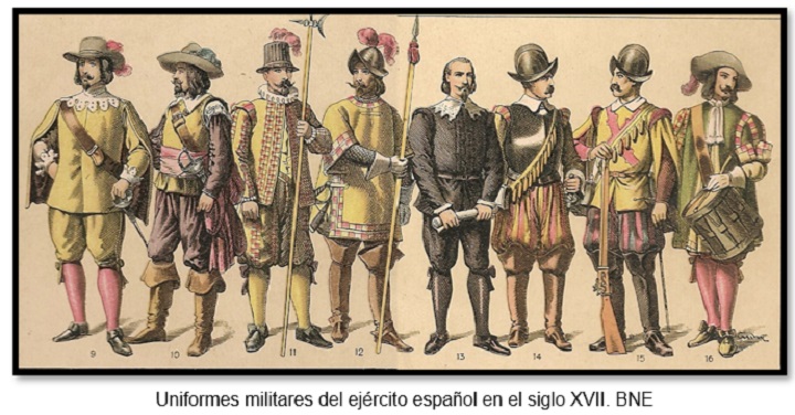 Uniformes militares del ejército español en el siglo XVII. BNE