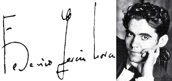Federico García Lorca, firma y retrato