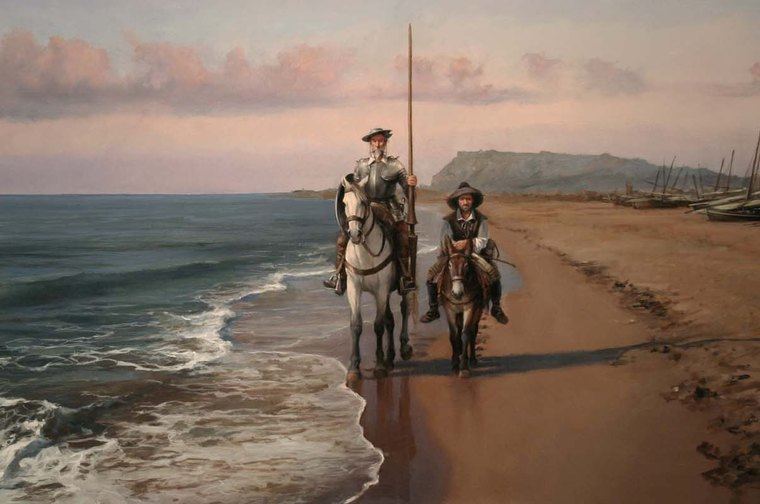 Don Quijote y Sancho Panza en el mar